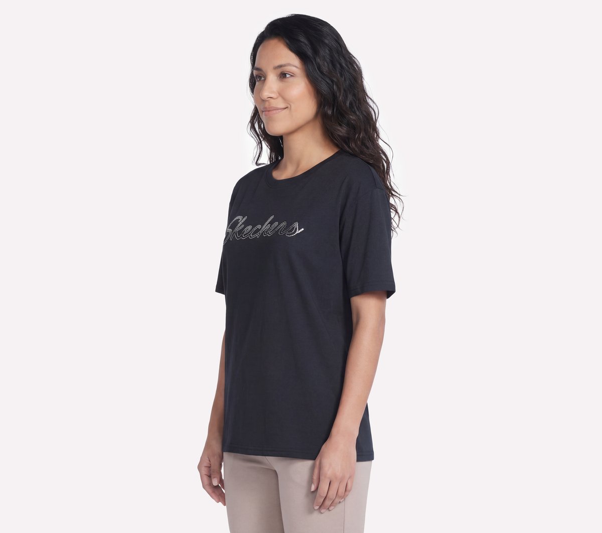 Women Script Diamond Studded Short Sleeve Tee