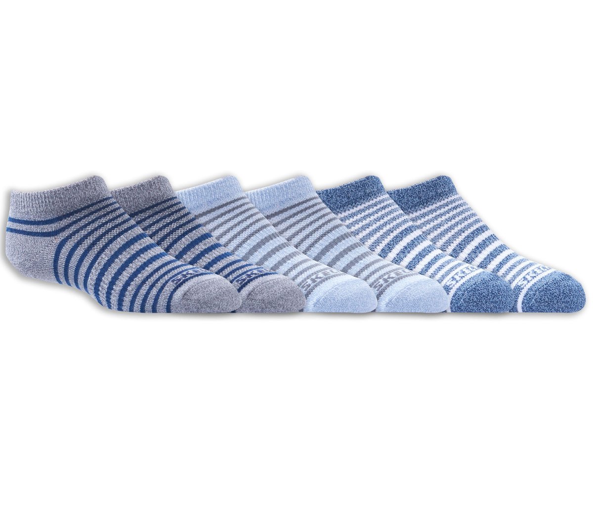 Kids 6 Pack Striped No Show Socks