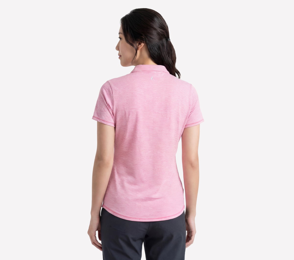 Women Short Sleeve On The Green Striped Polo