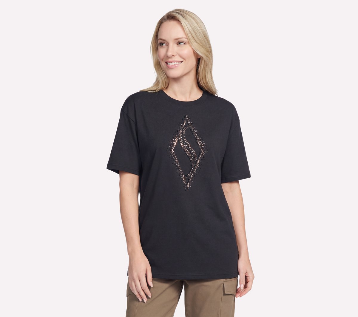 Women Gold Splatter Diamond Short Sleeve Tee