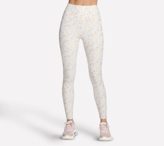 Women GO WALK Rib Floral Full Length High-Waisted Legging
