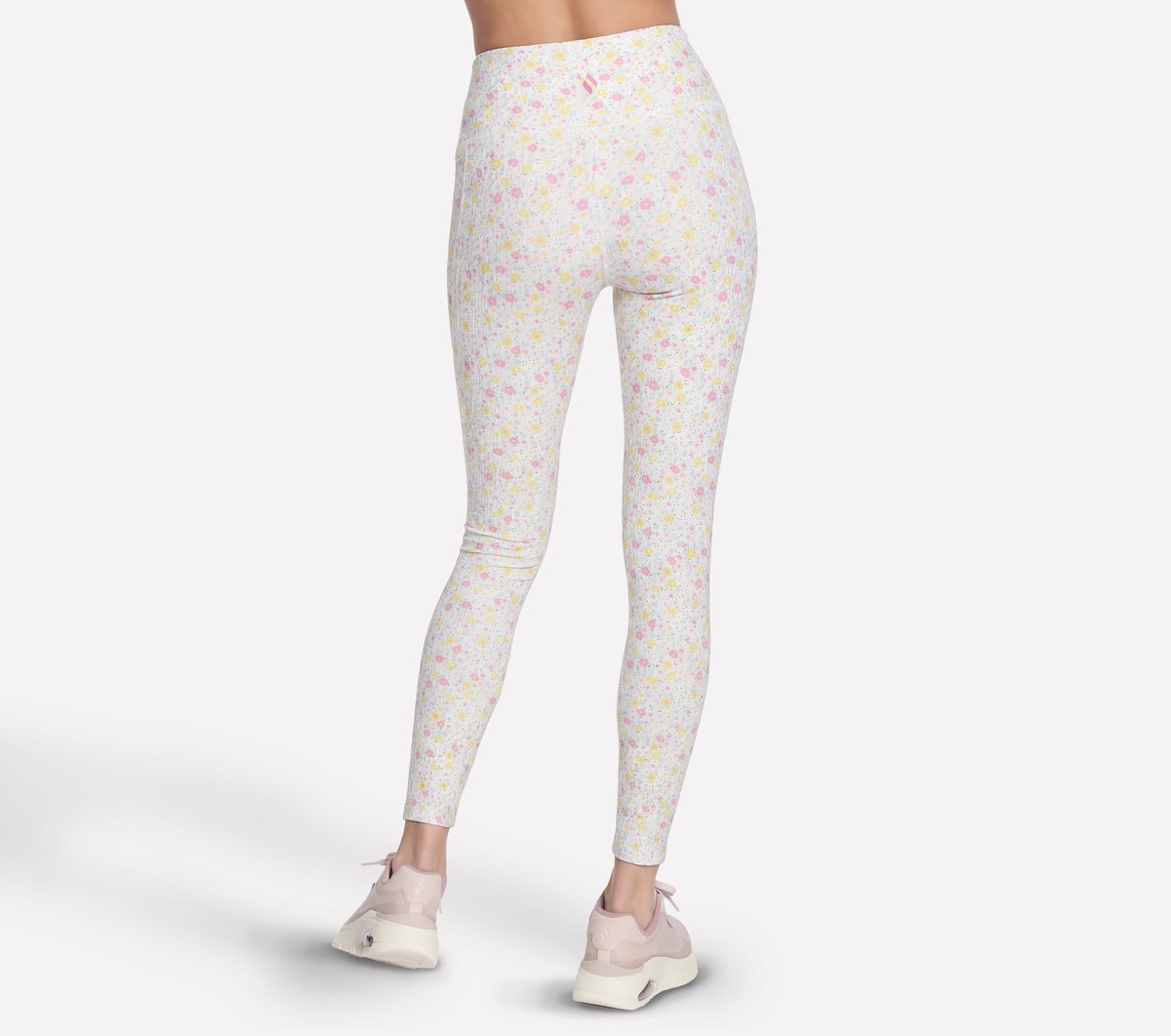 Women GO WALK Rib Floral Full Length High-Waisted Legging