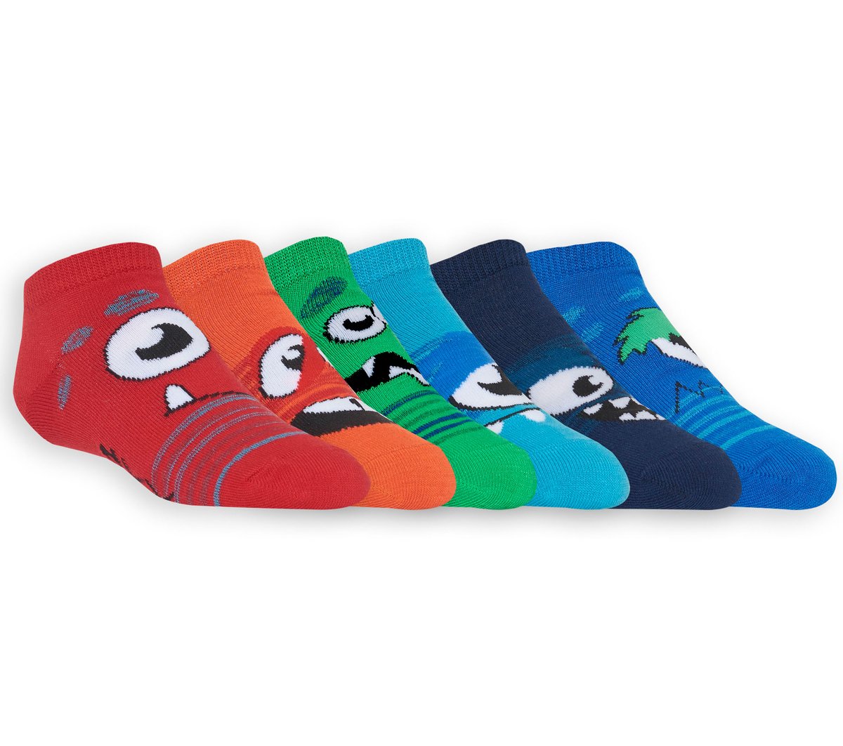 Kids 6 Pack Low Cut Monster Socks